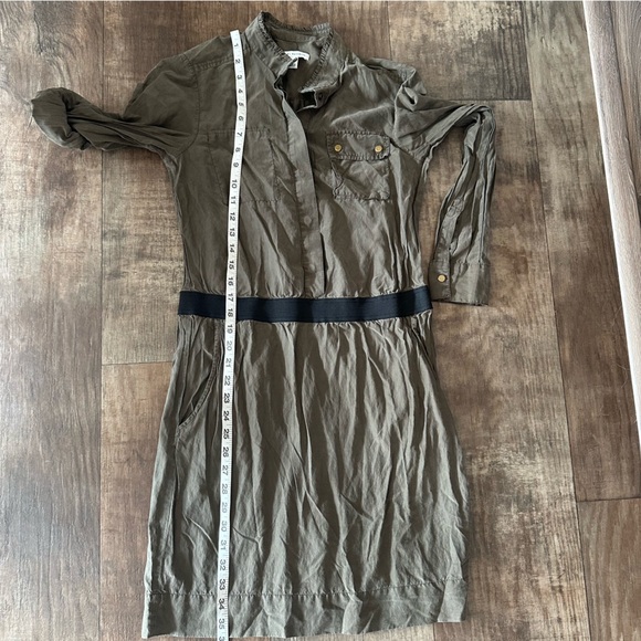 Banana Republic silk blend olive green empire waist button front dress - Picture 9 of 15